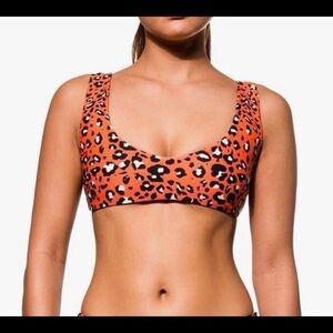 Black Bough orange cheetah swim top